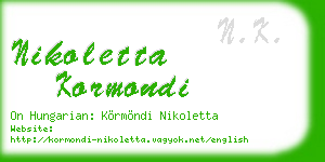 nikoletta kormondi business card