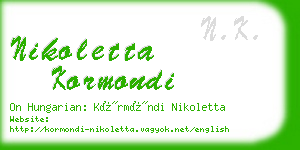 nikoletta kormondi business card